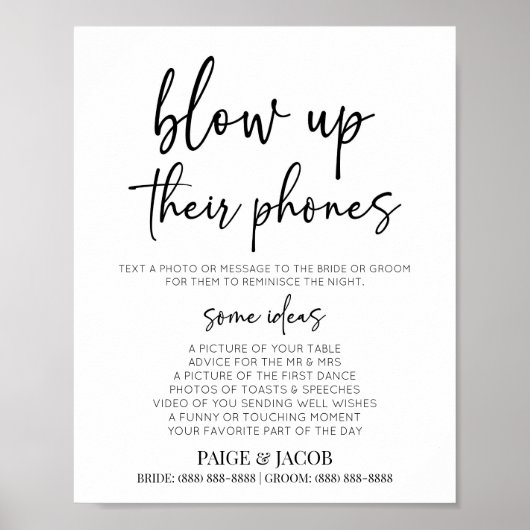 Blaas hun telefoons bruiloft foto activiteit teken poster (Voorkant)
