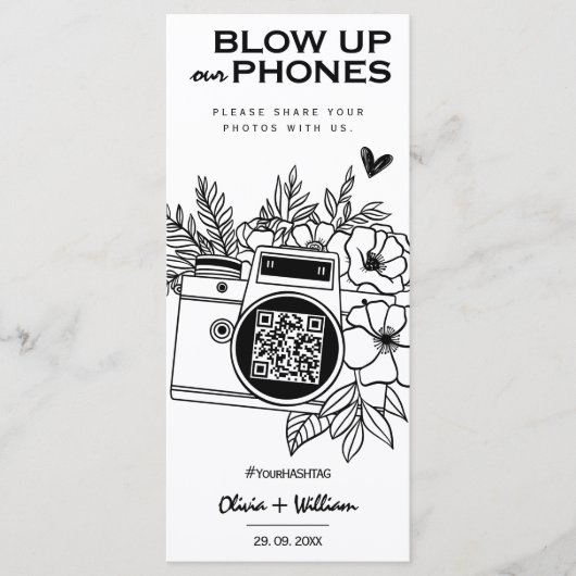 Blaas hun telefoons op in een minimalistisch trouw menu (Voorkant)