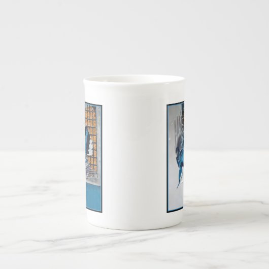 Blaas in sneeuw - oorspronkelijke foto porselein kop (Voorkant)