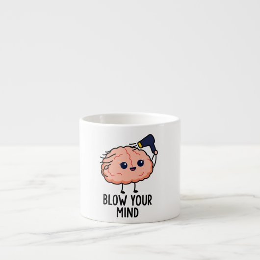 Blaas je geest Sticker - Schattige brein met haard Espresso Kop (Voorkant)
