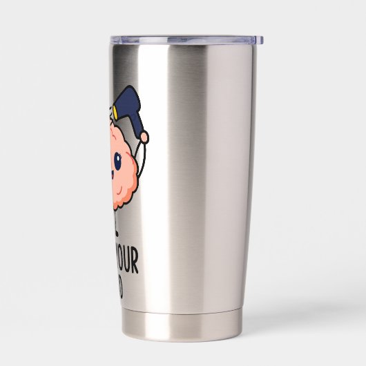 Blaas je geest Sticker - Schattige brein met haard Geïsoleerde Drinkbeker (Links)