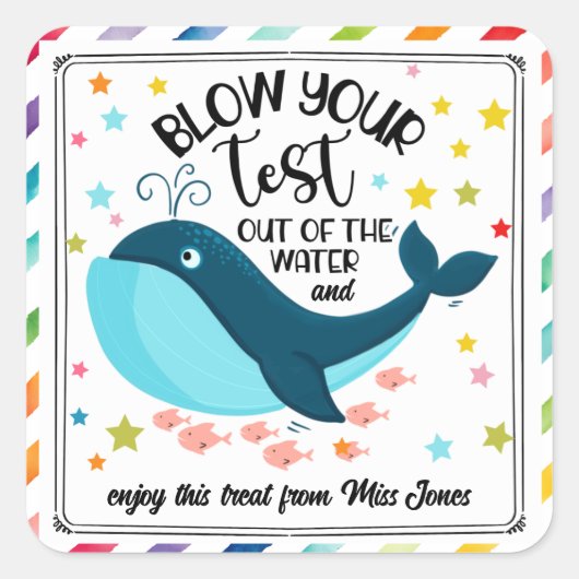 blaas je test uit het water vierkante sticker (Voorkant)