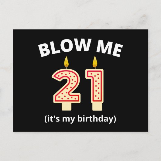 Blaas Me 21e Verjaardag Briefkaart (Voorkant)