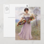 Blaas: Meisje Lila met bloemen Briefkaart (Voorkant / Achterkant)