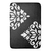 Blaas met scroller Damask Art Ib White op zwart Badmat (Voorkant Verticaal)