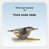 Blaas Nuthatch Bookplaat Vierkante Sticker (Voorkant)