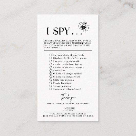 Blaas onze telefoons op Ik Spion Bruiloft Game Sig Informatiekaartje (Achterkant)