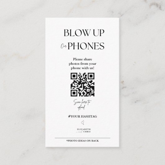 Blaas onze telefoons op Ik Spion Bruiloft Game Sig Informatiekaartje (Voorkant)