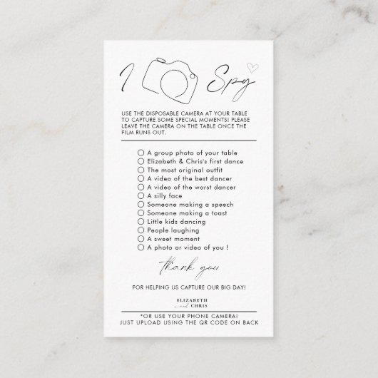 Blaas onze telefoons op Ik Spion Bruiloft Game Sig Informatiekaartje (Achterkant)