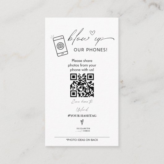 Blaas onze telefoons op Ik Spion Bruiloft Game Sig Informatiekaartje (Voorkant)