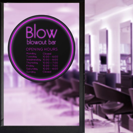 Blaas-out balk Neon Roze winkeluren Raamsticker
