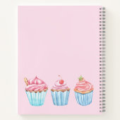 Blaas roze met blauwe cupcakes notitieboek (Achterkant)
