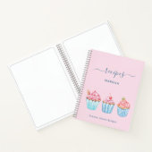 Blaas roze met blauwe cupcakes notitieboek (Binnen)