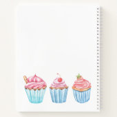 Blaas roze met blauwe cupcakes notitieboek (Achterkant)