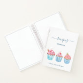Blaas roze met blauwe cupcakes notitieboek (Binnen)