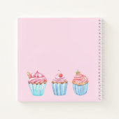 Blaas roze met blauwe cupcakes notitieboek (Achterkant)