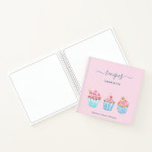 Blaas roze met blauwe cupcakes notitieboek (Binnen)