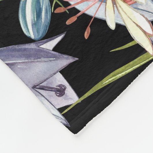 Blaascampion Bells: Waterverf Bloemen Fleece Deken (Hoek)