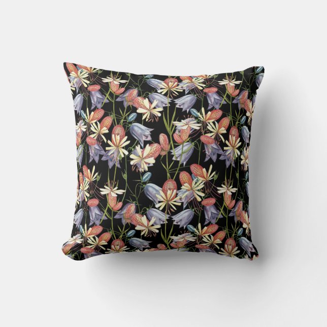 Blaascampion Bells: Waterverf Bloemen Kussen (Voorkant)