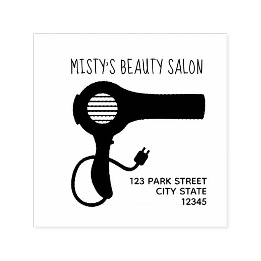Blaasdroger Haarsalonadres Zelfinktende Stempel (Design)