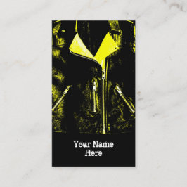 Blaasjasje Geel visitekaartje zwart portret