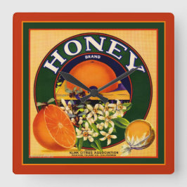  blaasjesbandjes op het etiket van Sinaasappels Vierkante Klok