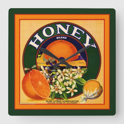 blaasjesbandjes op het etiket van Sinaasappels Vierkante Klok (Voorkant)