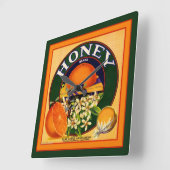 blaasjesbandjes op het etiket van Sinaasappels Vierkante Klok (Hoek)