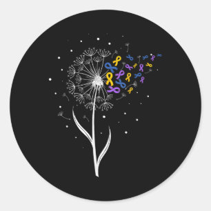Blaaskanker bewustzijn lint & amp; Paardenbloem Su Ronde Sticker
