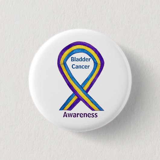 Blaaskanker Strepen Awareness Lintje Speld Knoop Ronde Button 3,2 Cm (Voorkant)