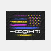 Blaaskanker Vlag Paarse geel blauw lint Award Fleece Deken (Voorkant (Horizontaal))