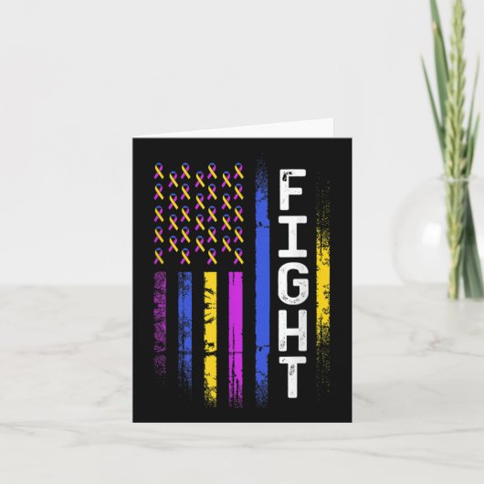 Blaaskanker Vlag Paarse geel blauw lint Award Kaart (Voorkant)