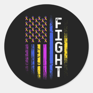 Blaaskanker Vlag Paarse geel blauw lint Award Ronde Sticker