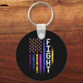 Blaaskanker Vlag Paarse geel blauw lint Award Sleutelhanger (Voorkant)