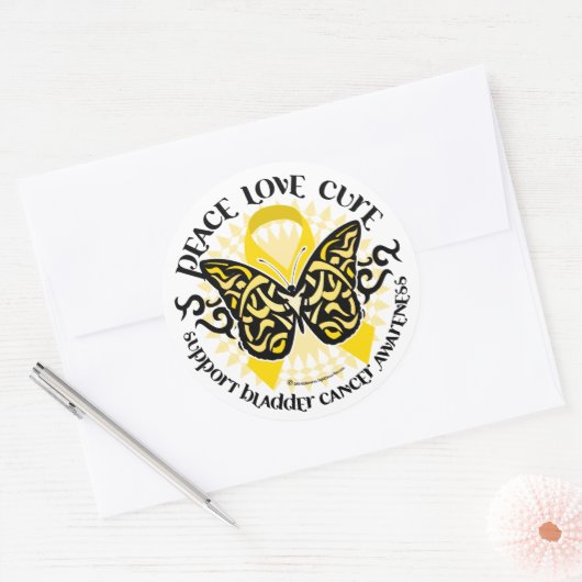 Blaaskanker vlinder tribaal ronde sticker (Envelop)