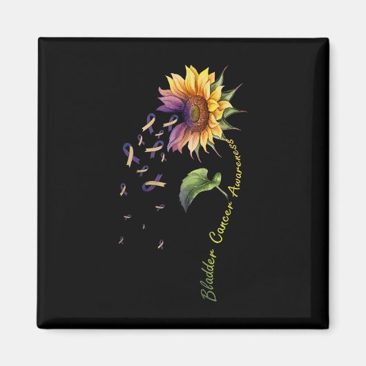 Blaaskankerbewustzijn Zonnebloem Shirt Magneet (Voorkant)