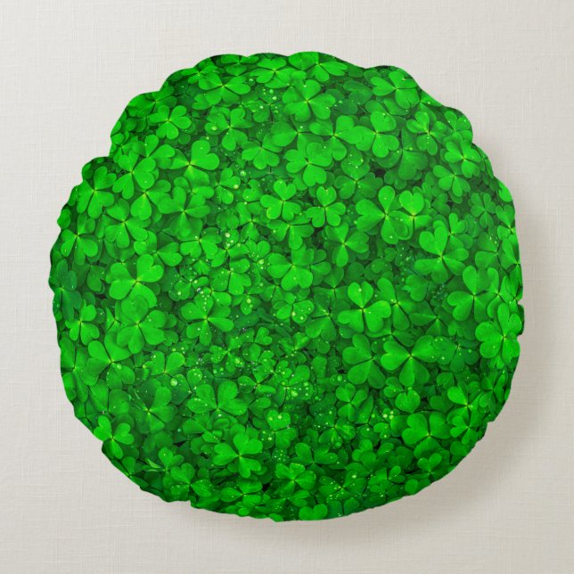 Blaasklaver groene shamrock spring rond kussen (Voorkant)
