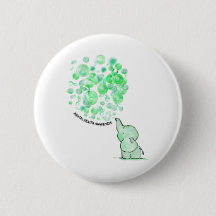 Blaast groene ballonnen mentale gezondheidsbewustz ronde button 5,7 cm