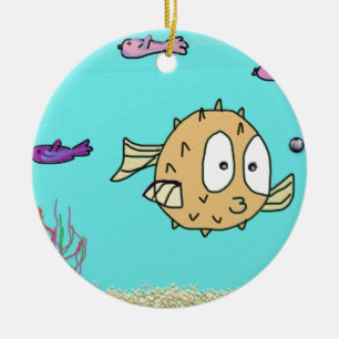 blaasvis keramisch ornament