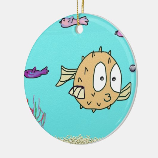 blaasvis keramisch ornament (Links)