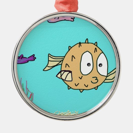 blaasvis metalen ornament (Voorkant)