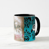 BLACJ BLUE DAMASK GEMSTONE FOTO-TEMPLATE MOK (Voorkant rechts)