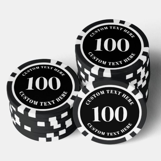 Black 100 Numbered Poker Chips (Opstapeling)