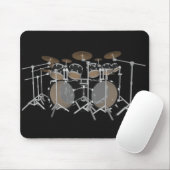 Black 10-pierdrumkit - Black Mousepad: Drums Muismat (Met muis)