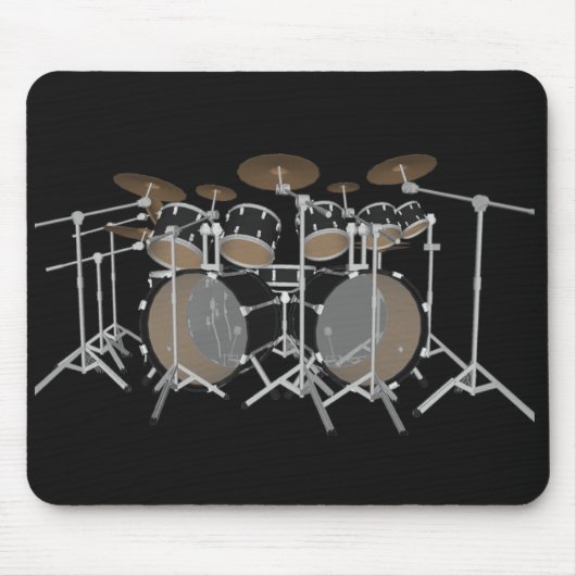 Black 10-pierdrumkit - Black Mousepad: Drums Muismat (Voorkant)