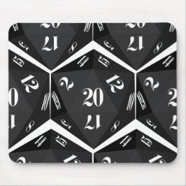 Black-20-Sided-Dice-Pattern Muismat