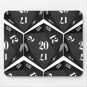 Black-20-Sided-Dice-Pattern Muismat