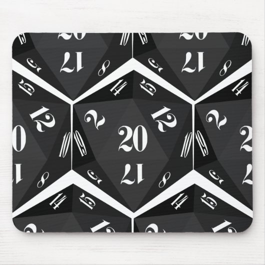 Black-20-Sided-Dice-Pattern Muismat (Voorkant)