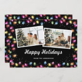 Black 2 Photo Colorful Christmas Lights Feestdagenkaart (Voorkant / Achterkant)