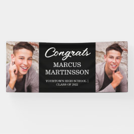 Black 2 Photo Modern Congrats Afstuderen Spandoek